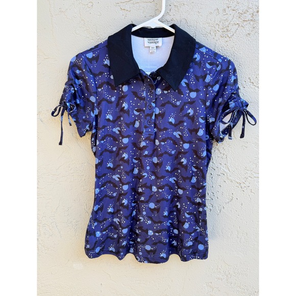 New Unique Vintage Womens Dark Academia Bats Gothic Short Sleeve Top - Picture 2 of 10